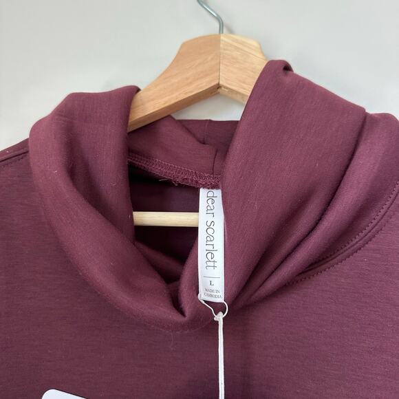 Dear Scarlett Jet Set Vienna Cowl Neck Pullover Sweatshirt Wine L NWT - Picture 6 of 10